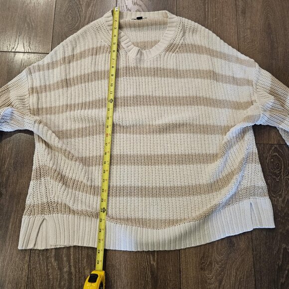 American Eagle AE Women's Cream & Tan Striped Long Sleeve Knit Sweater Size XL - Picture 6 of 13